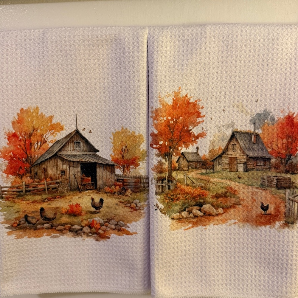 Autumn Rustic Barn 2 Piece Towel Set